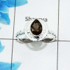 Ring Size 9 - Smoky Quartz Cut C - BDR948- New Small Ring Design Pear Cut Solid 925 Silver Dainty Gemstone Ring